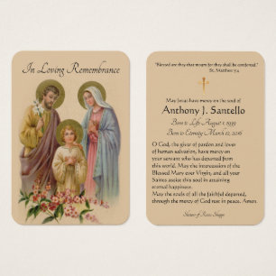 Holy Family Catholic Funeral Flowers Holy Card -