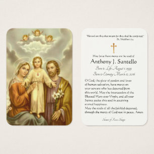 Holy Family Catholic Funeral Memorial Holy Card -