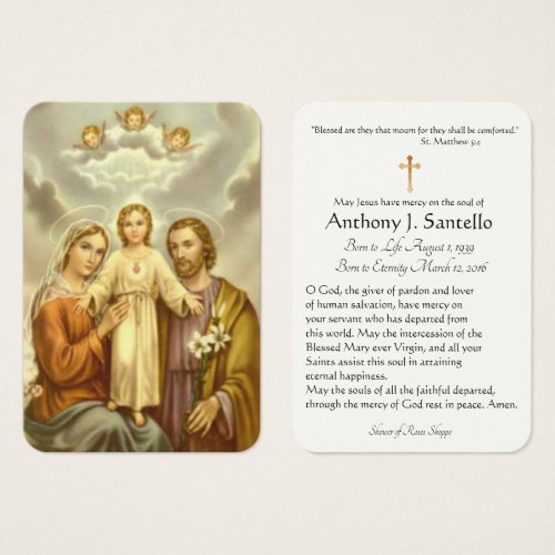 Holy Family Catholic Funeral Memorial Holy Card _