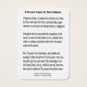 Holy Family Catholic Parent's Prayer for Children (Back)
