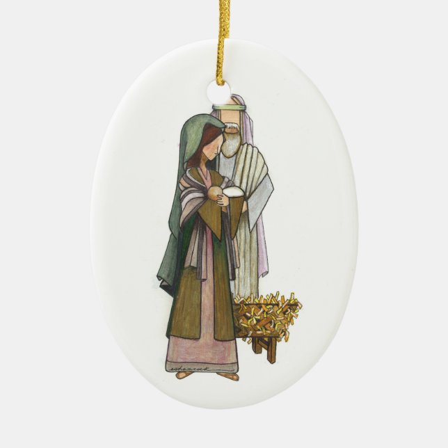 Holy Family Ceramic Ornament (Front)