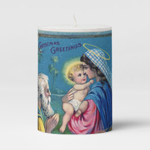 Holy Family Christmas Pillar Candle