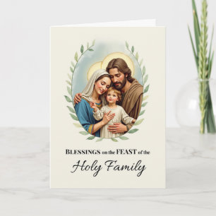 Holy Family Feast Day Blessings with Leafy Wreath Card