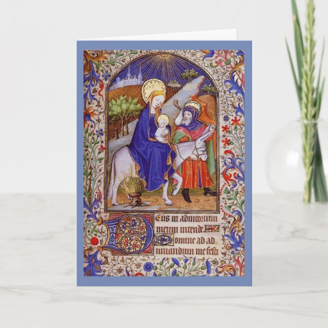 Holy Family flees to Egypt, Jesus as Refugee Holiday Card (Front)