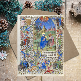 Holy Family Flight into Egypt Christmas Medieval Postcard