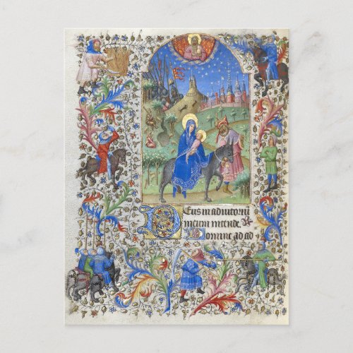 Holy Family Flight into Egypt Medieval Manuscript Postcard