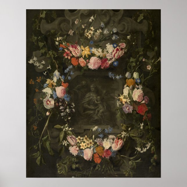 Holy Family Floral Sacred Art Poster (Front)