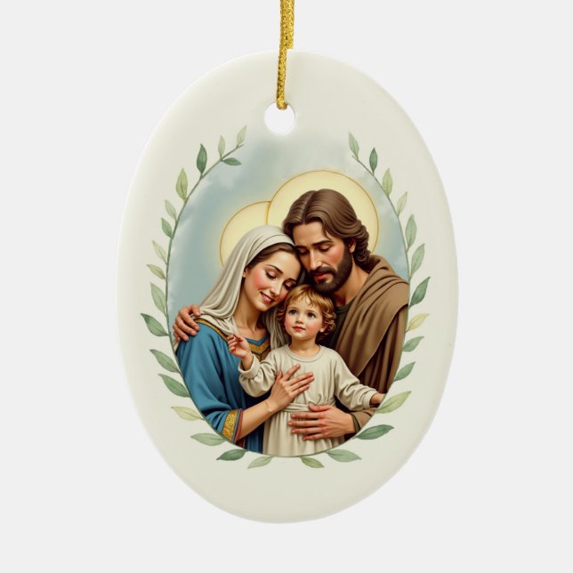 Holy Family God's Peace and Blessings Ceramic Ornament (Front)