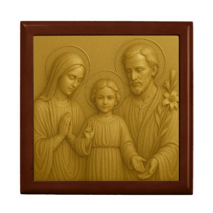 Holy Family Gold Bas-Relief Religious Catholic Gift Box