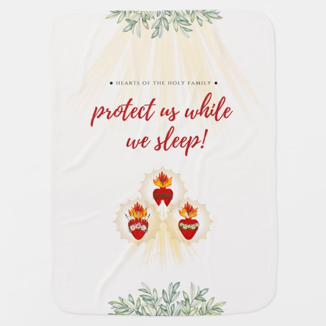 Holy Family Hearts Baby Blanket (Front)