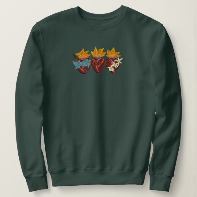Holy Family Hearts Sweatshirt - Green (Design Front)