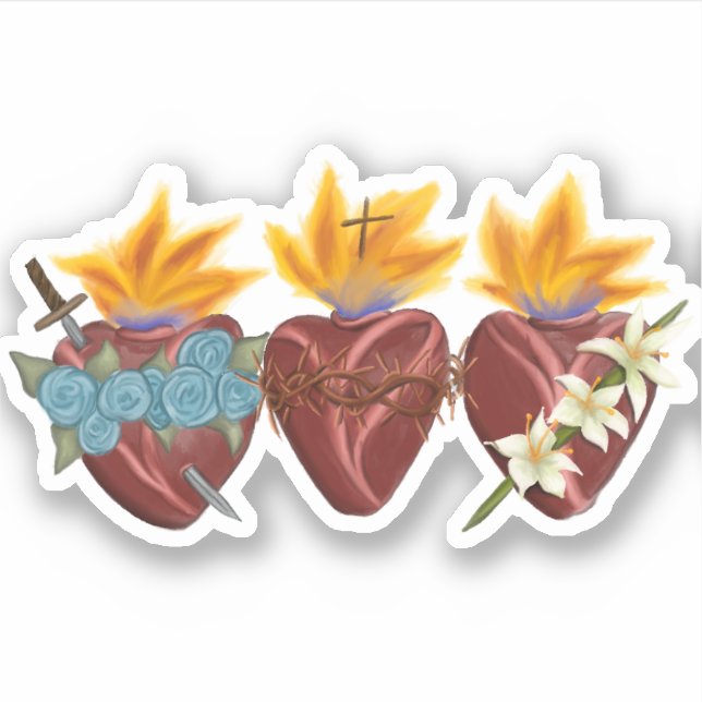 Holy Family Hearts - Vinyl Sticker (Front)