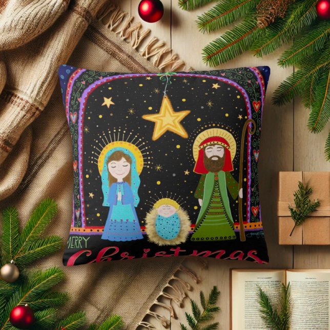 Holy Family Inspirivity Christmas Throw Pillow (Creator Uploaded)