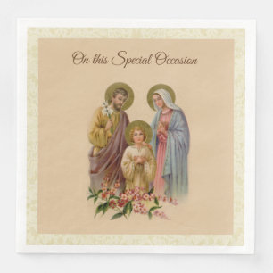 Holy Family Jesus Mary Holy St. Joseph Catholic Paper Dinner Napkins