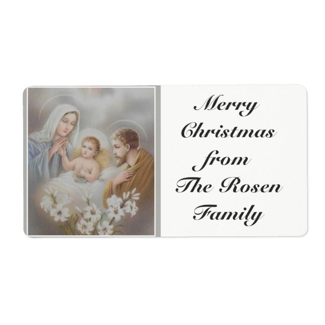 Holy Family Jesus Mary Joseph Christmas Label (Front)