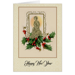 Holy Family Jesus Mary Joseph New Year Cards