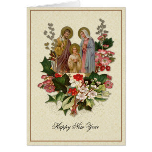 Holy Family Jesus Mary Joseph Religious New Year Cards