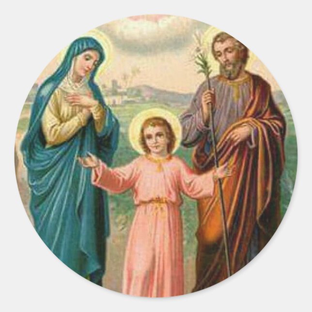 Holy Family Jesus Mary St. Joseph Religious Classic Round Sticker (Front)