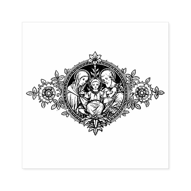 Holy Family Jesus Mary St. Joseph Rubber Stamp (Imprint)