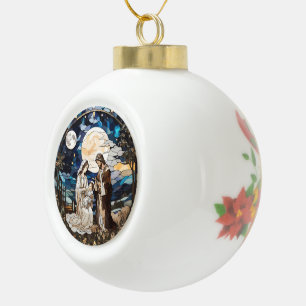Holy family nativity ceramic ball christmas ornament