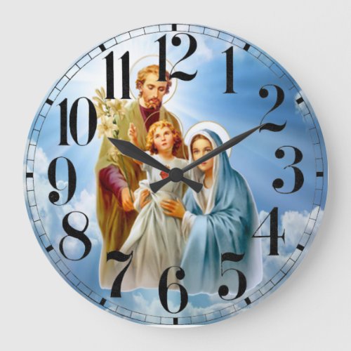 Holy Family On Sky Background Acrylic Wall Clock