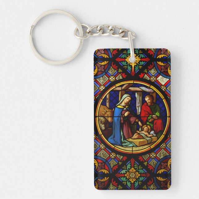 Holy Family "Stained Glass"  Keychain (Front)