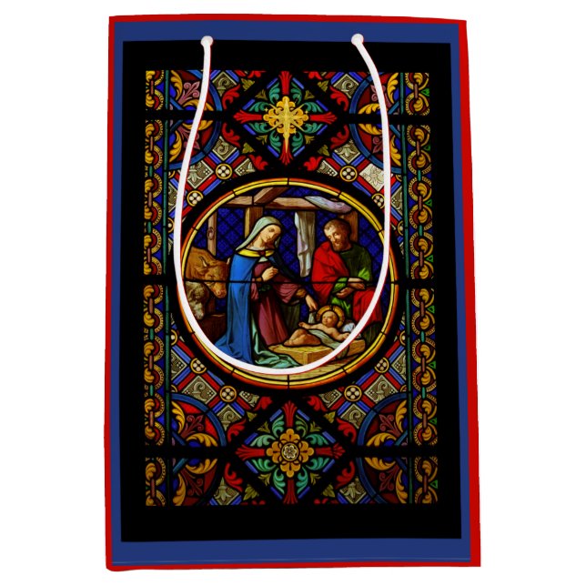 Holy Family "Stained Glass"  Medium Gift Bag (Front)