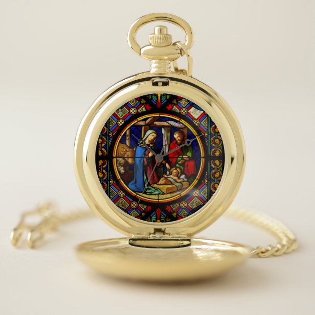 Holy Family "Stained Glass"  Pocket Watch (Inside)