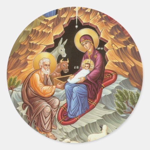 Holy Family Watched by Angels Classic Round Sticker