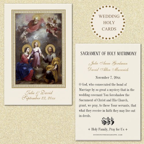 Holy Family Wedding Prayer Holy Card