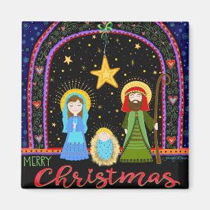 Holy Family Whimsical Festive Christmas Magnet