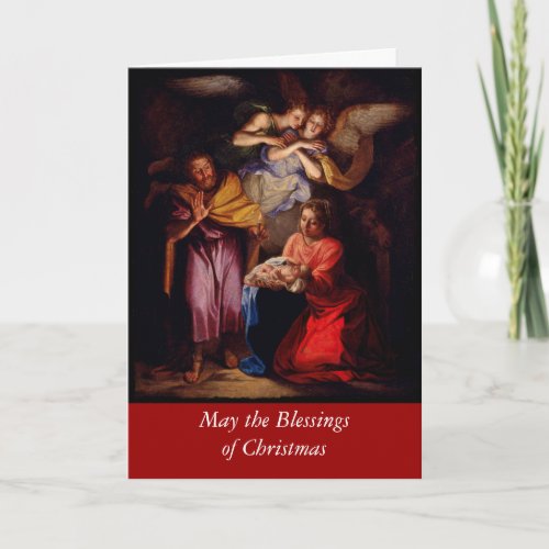 Holy Family with Angels by Coypel Holiday Card