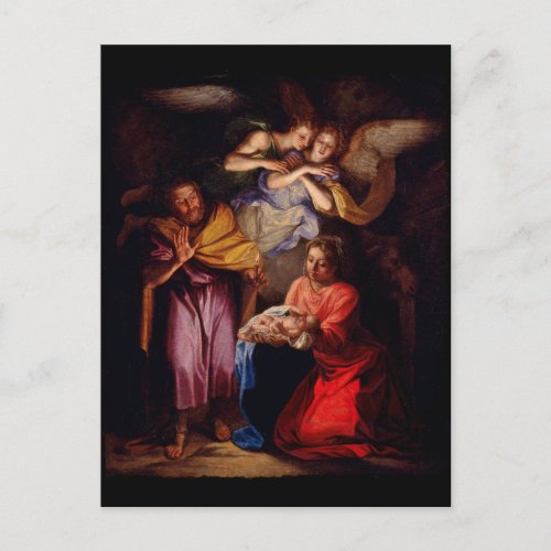 Holy Family with Angels by Coypel Postcard
