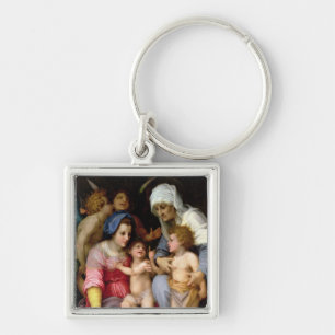 Holy Family with Angels, c.1515-16 (oil on panel) Keychain