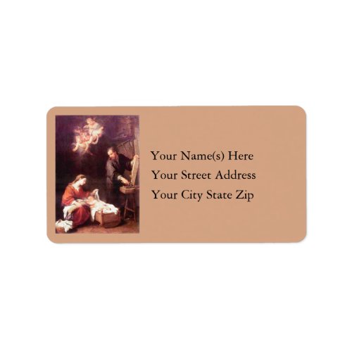 Holy Family With Angels Vintage Christmas Label