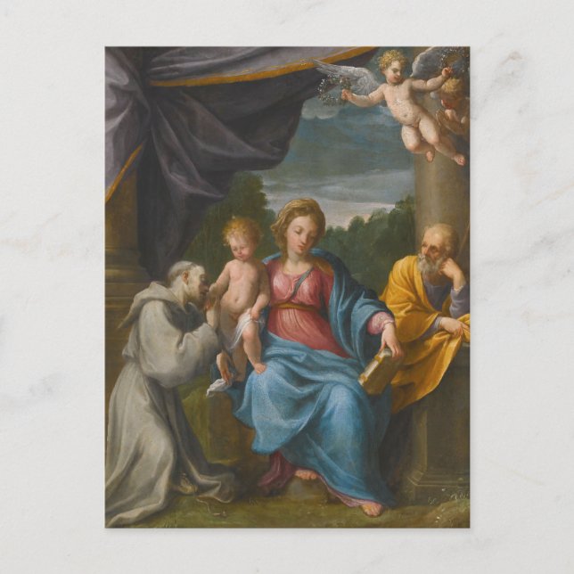 Holy Family with St. Francis by Guido Reni Postcard (Front)