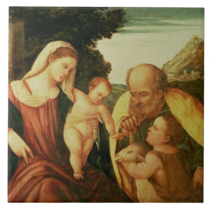 Holy Family with St. John Ceramic Tile