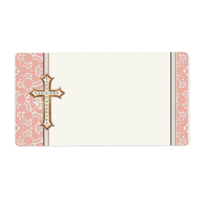 Holy First Communion Gold Golden Cross Lace Girl Label (Front)