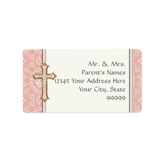 Holy First Communion Gold Golden Cross Lace Girl Label (Front)