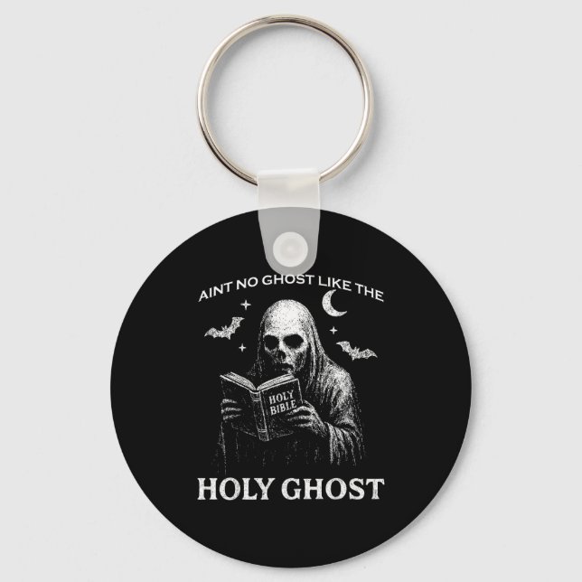 Holy Ghost Creepy Realistic Distressed Halloween B Keychain (Front)