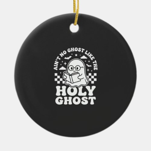 Holy Ghost Retro Halloween Ghost Design_1 Ceramic Ornament