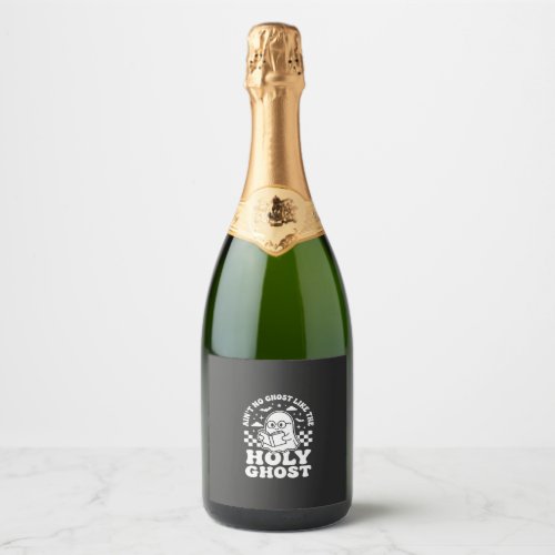 Holy Ghost Retro Halloween Ghost Design_1 Sparkling Wine Label