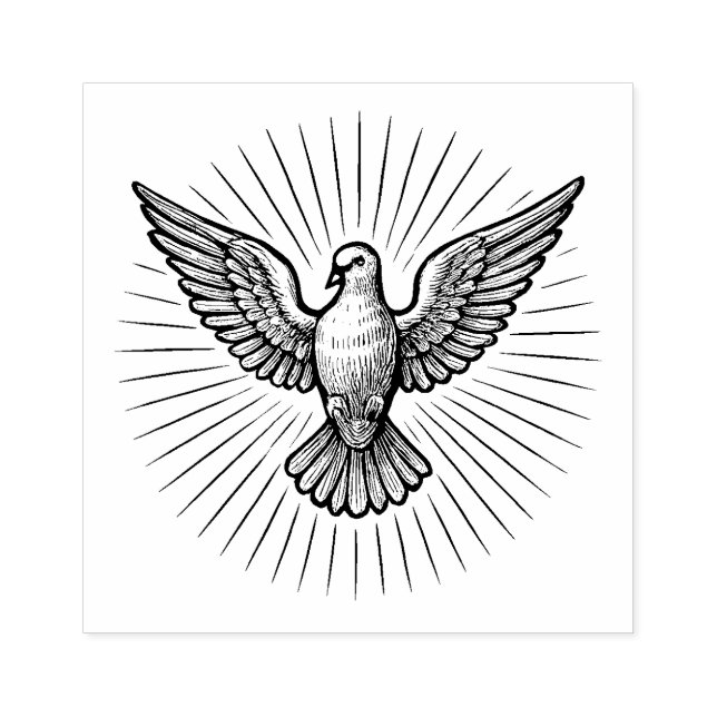 Holy Ghost Spirit Dove Rays Catholic Rubber Stamp (Imprint)
