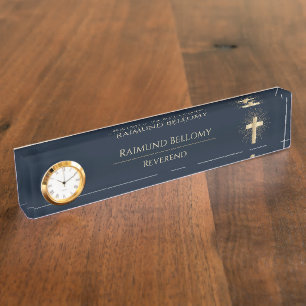 Holy Gold Cross Desk Name Plate