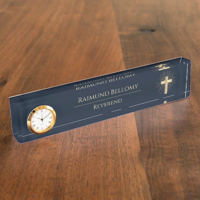 Holy Gold Cross Desk Name Plate (Side)
