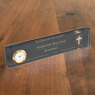 Holy Gold Cross Desk Name Plate