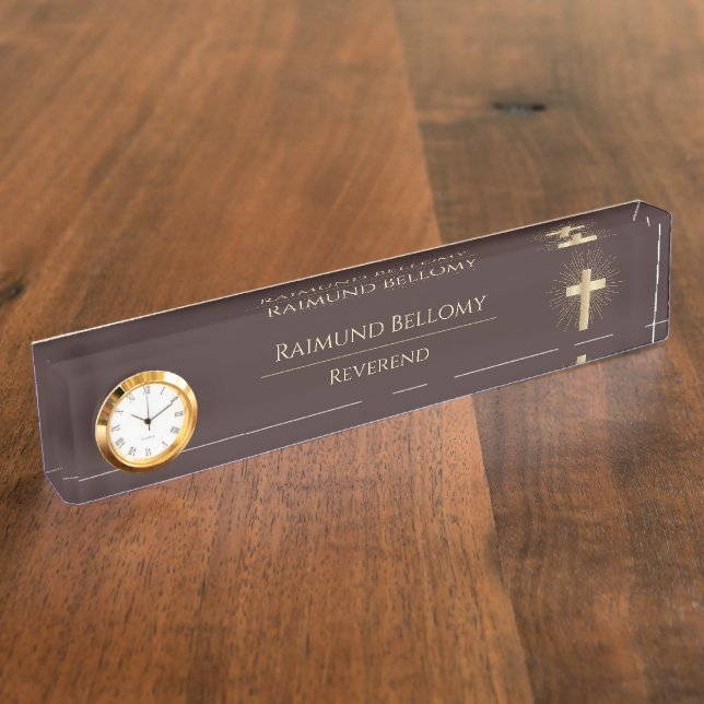 Holy Gold Cross Desk Name Plate (Side)