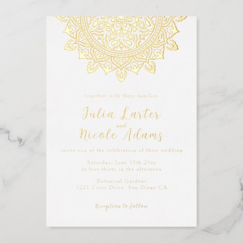 Holy Golden Glitter Mandala Wedding Foil Invitation