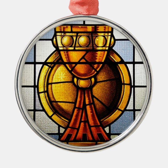 Holy Grail Stained Glass - Sacrament Metal Ornament (Front)