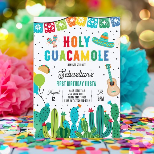 Holy Guacamole 1st Birthday Fiesta Party Invitation